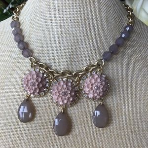 Lia Sophia EXOTIC BLOOM Statement Bib Necklace 16-19" Collar Choker Chain Gold